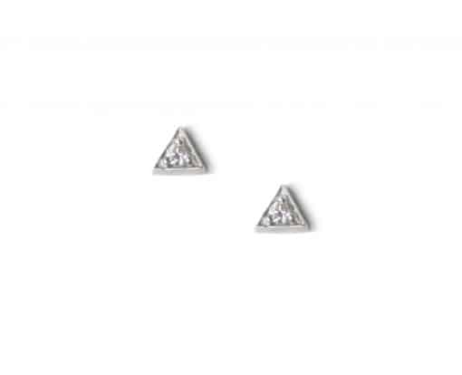 Silver and White Sapphire Aztec Cléo Triangle Studs