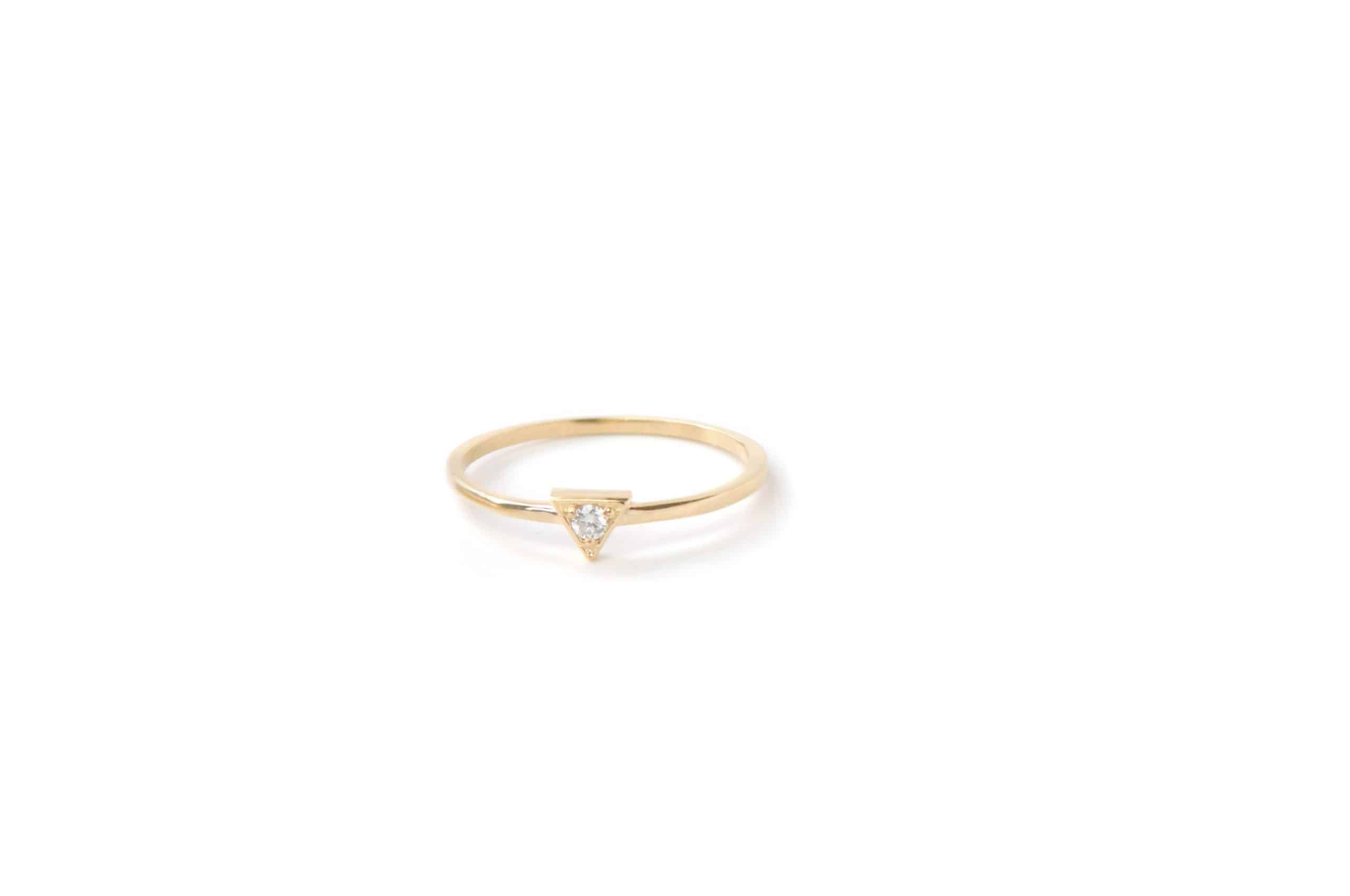 14 Karat Yellow Gold Aztec Cléo Triangle Diamond Ring - Atelier Lou