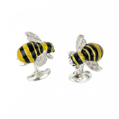 Silver and Enamel Bumblebee Cufflinks