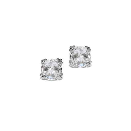 Silver and White Topaz Dew Drop Cluster Studs