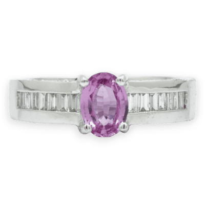 14 Karat White Gold Pink Sapphire Ring