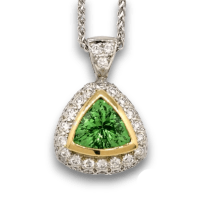 18 Karat Gold Diamond & Tsavorite Pendant