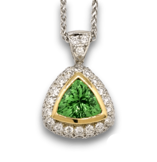 18 Karat Gold Diamond & Tsavorite Pendant