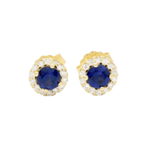 14 Karat Sapphire and Diamond Halo Earrings