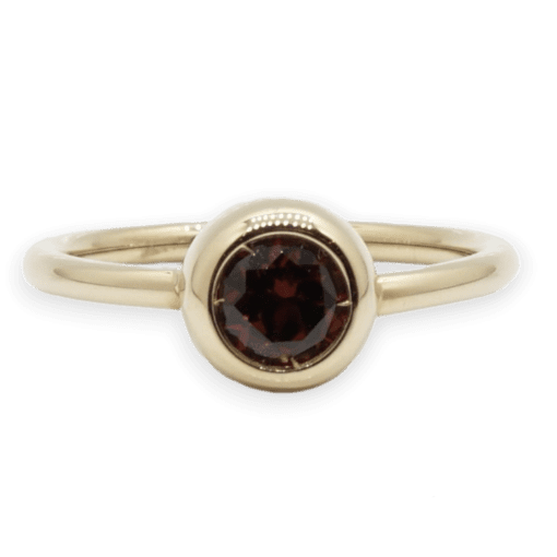 18 Karat Gold Garnet Solitaire Ring