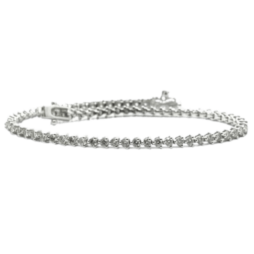 White Gold Tennis Bracelet (.02 carats), 3-Claw Setting