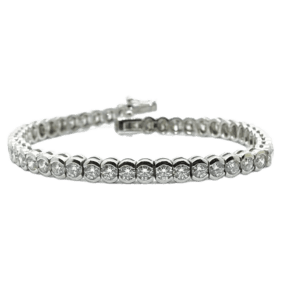 White Gold Half-Bezel Tennis Bracelet (.18 Carat)