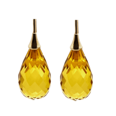 14 Karat Gold Facetted Amber Drops