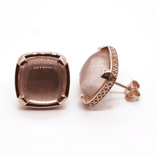 14 Karat Gold Rose Quartz Earrings