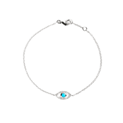 Silver Classique Pavé Evil Eye Bracelet – Turquoise