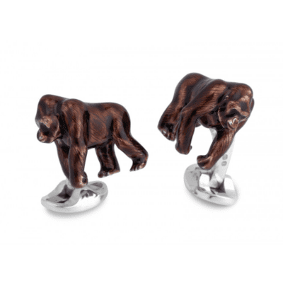 Enamelled Silver Gorilla Cufflinks