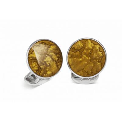 Silver Summer Haze Enamel Cufflinks in Burnt Orange