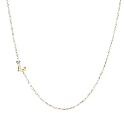 14K Gold Love Letter Single Diamond Necklace