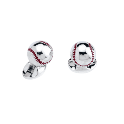 Silver Baseball Cufflinks